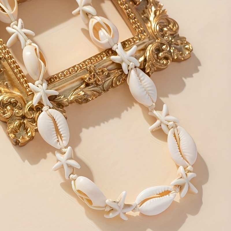 Bohemian Shell Necklace Natural Beads Starfish Pendant Summer Beach Jewelry